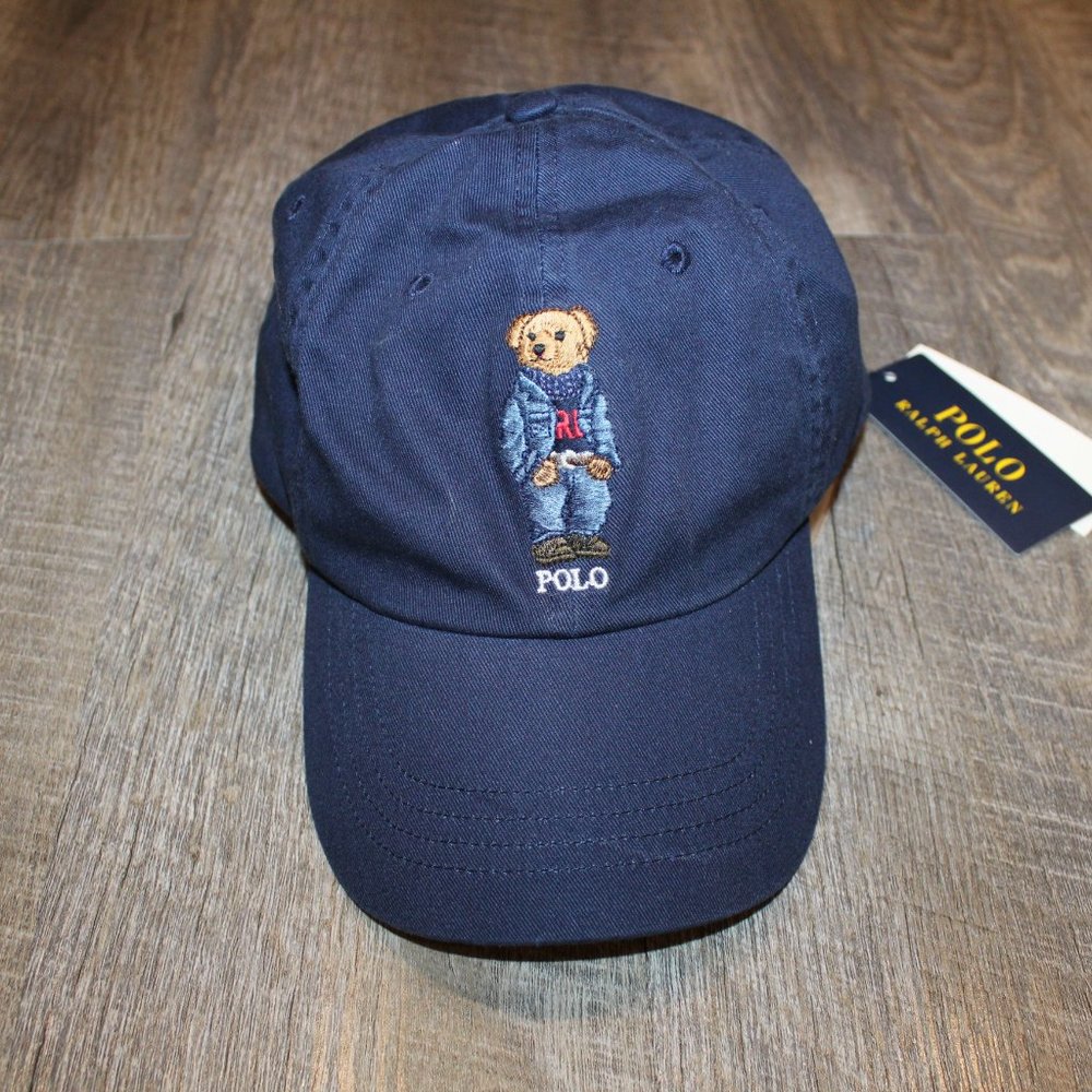 NWT MEN'S WOMEN'S POLO RALPH LAUREN UNISEX NAVY BLUE BEAR BASEBALL CAP